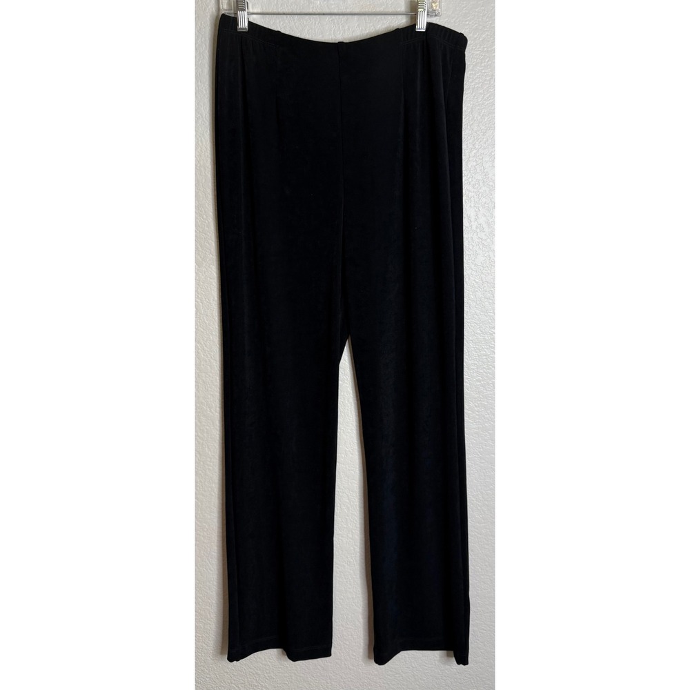 Chicos Travelers 2T US LT Pants Black Straight Leg‎ Elastic Waist Slinky Career